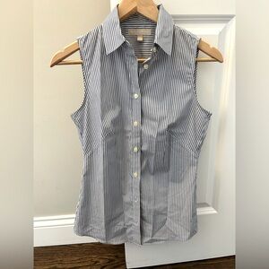 Sleeveless Striped Top - Blue and White